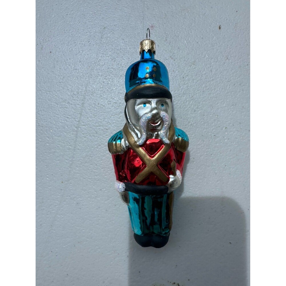Vintage Glass Blown Toy Soldier Nutcracker Christmas Tree Ornament